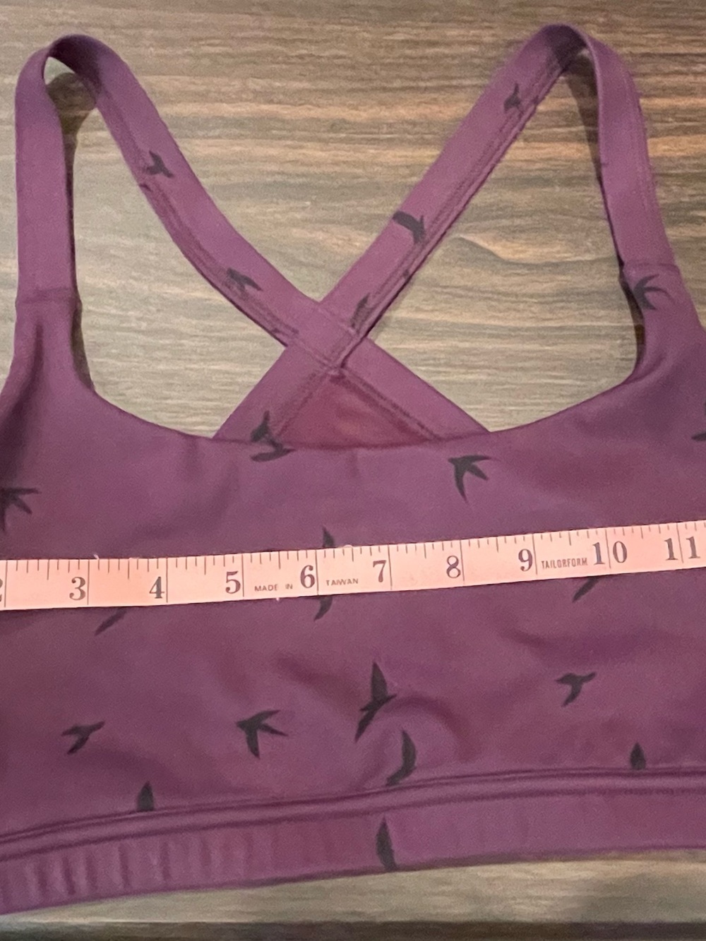 oiselle Plum Purple Bird-Print Crisscross Sports Bra